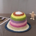 Cappello di paglia a righe arcobaleno fatto a mano per spiaggia e vacanze estive all'aperto - M (56-58cm) / Arcobaleno Stile B
