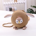 Joli sac en paille pingouin marron pour enfants avec design de dessin animé 3D et bandoulière - Sac Café