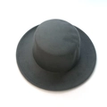 Classic charcoal grey wool felt flat top boater hat with wide brim for women - Gray