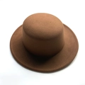 Classic dark brown wool felt boater hat with flat brim for autumn and winter fashion - Khaki
