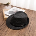 Dettaglio cappello di paglia nero con cinturino in pelle e fibbia in argento - M(56-58cm) / Nero