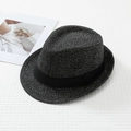 Dettaglio di un cappello Fedora bianco e nero con nastro classico in gros-grain nero - L (58-60cm) / Nero