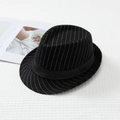 Top view of a black striped fedora hat featuring classic retro British jazz style design - L(58-60cm) / Black