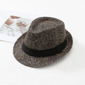 Donkerbruine fedora hoed met zwart lint voor heren, stijlvolle herfst-winter jazz hoed - L (58-60cm) / Khaki