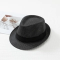Chapeau Fedora classique style britannique à motif pied-de-poule gris avec ruban - L (58-60cm) / Noir (Gris Pied-de-Poule)