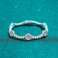 Luxurious S925 sterling silver bracelet with pavé round moissanite on sparkling teal background - 925 Silver / 15.5cm Length (8.3 Carat)