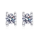 Elegantes pendientes de plata S925 y moissanita con moderno diseño en forma de H - Plata 925 / Diamante de Imitación 5mm