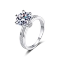 Klassischer 925er Silberring mit 6-Krallen 3ct Moissanit und seitlichem Diamantbesatz - US 9 / Zirkon