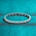 Lussuoso bracciale in argento sterling S925 con moissanite pavé su sfondo blu - Bracciale in Moissanite da 3,2 Carati (16,5 CM) / Argento 925