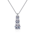 Collier élégant en argent sterling S925 avec trois pendentifs ronds en moissanite - Style Zirconia 7A / Argent 925