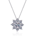 Glinsterende S925 sterling zilveren zonnebloem moissanite ketting met luxe sneeuwvlok hanger - 925 zilver / 6.5mm Zirconia