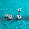 Classic 925 sterling silver four-prong moissanite stud earrings with secure screw backs - Moissanite Pair Screw Back (0.3ct Single) / 4mm