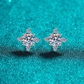 Orecchini a perno a stella in argento 925 con pietra moissanite brillante e lussuosa - Coppia Moissanite 1.0 Carati (0.5ct Ciascuno) / Argento 925