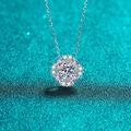 Elegante collana in argento sterling S925 con radioso ciondolo in moissanite quadrata - Argento 925 / Moissanite Completa 1.62 Carati (AZ748-X)