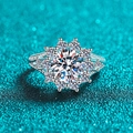 Anello di fidanzamento in moissanite da 3 carati in argento sterling S925 con sfondo blu - US 9 / 3 Carati di Moissanite