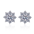 Elegant S925 sterling silver snowflake earrings featuring brilliant moissanite stones - 925 Silver / 4mm Zirconia