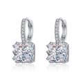 Elegant S925 sterling silver hoop earrings with square moissanite and pave accents - 5.5mm Zirconia