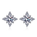Orecchini a lobo a quadrifoglio in argento sterling S925 con pietre di moissanite lucide - Stile Zirconia 5mm / Argento 925