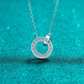Elegante S925 sterling zilveren moissanite ketting met sprankelende pavé ronde hanger - 925 zilver / 45 Punten Moissaniet