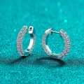 Pendientes de aro en plata S925 con pavé de moissanita blanca brillante y elegante - Plata 925 / Moissanita 1.92ct (AZ768-E)