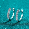 Eleganti orecchini Huggie in argento sterling S925 con piccoli zirconi moissanite brillanti - Argento 925 / 1 Carato Moissanite Argento