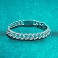Bracciale a catena cubana in argento sterling S925 con scintillanti pietre moissanite - 4.2 Carati / 15.5cm