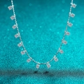 Elegante collana a frange in argento S925 con pietre di moissanite dal taglio quadrato - Moissanite 3 Carati (10 Punti Ciascuna) / Argento 925