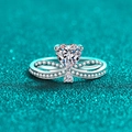 Anello in argento S925 con moissanite a cuore e fascia infinity con pietre pavé - US 8 / 1ct Moissanite