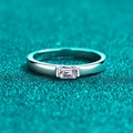 Minimalist S925 sterling silver ring featuring emerald cut moissanite on blue background - US 9 / Emerald Cut Moissanite