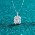Collana in argento S925 con pietra taglio smeraldo e castone a aureola rosa - Argento 925 / Zirconia 5*7mm (Taglio Smeraldo)