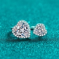Verstelbare S925 sterling zilveren ring met dubbele hartvormige moissanite stenen - 9-10 / 2,5 Karaat Moissaniet