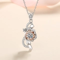 S925 sterling silver rose necklace with moissanite center stone and two-tone gold finish - 0.5ct Moissanite Style / 925 Silver