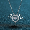 S925 sterling silver dancing moissanite necklace with little devil wings on starry background - 925 Silver / 0.3 Carat Moissanite (Silver)