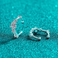 Minimalist S925 sterling silver ear cuffs with sparkling moissanite on blue background - 925 Silver / 0.64ct Moissanite