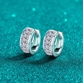 Élégantes créoles en argent sterling S925 avec moissanite rectangulaire sur bleu - Argent 925 / Moissanite