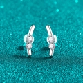 Elegantes pendientes de plata de ley S925 de conejo con moissanita y diamantes dobles - 40 Puntos Moissanita / Plata 925