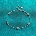 Bracciale in argento sterling S925 con cinque pietre moissanite a castone per donna - Argento 925 / Moissanite da 0,5 Carati