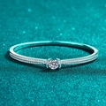 Poliertes S925 Sterlingsilber Armband mit Doppelreihe Moissanit und großem Hauptstein - 925er Silber / 1.76 Karat Moissanit (46*56)