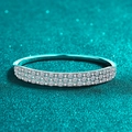 Elegante bracciale in argento sterling S925 con tre file di scintillanti moissaniti - Moissanite da 3,03 Carati (46*56 mm) / Argento 925