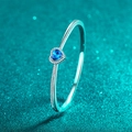 S925 sterling silver heart bracelet with blue moissanite and pave diamonds - 925 Silver / Blue Moissanite