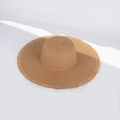 Khaki wide brim straw hat with fringe edges for beach sun protection and summer vacations - M (56-58cm) / Fringe Wide Brim - Khaki