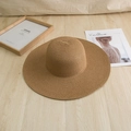 Dark brown wide brim straw sun hat with woven texture for summer beach vacation - M (56-58cm) / Solid Edge Wide Brim - Khaki
