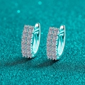 Orecchini a cerchio in argento sterling S925 moissanite con doppia fila di diamanti pavé - Argento 925 / 0.72ct Moissanite