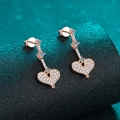 S925 sterling silver champagne gold heart studs with sparkling moissanite stones - 0.7ct Moissanite / Champagne Gold Style