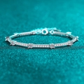 Elegant S925 sterling silver moissanite bracelet with marquise links on teal bokeh background - 925 Silver / 1.67 Carat Moissanite