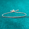 Bracelet moissanite en argent sterling S925 doré champagne avec chaîne coulissante réglable - Moissanite / Argent 925 / Or champagne