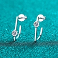 Pendientes minimalistas de plata S925 con líneas geométricas y piedras de moissanita - Plata 925 / 20 Puntos Moissanita