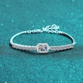 Elegant S925 sterling silver bracelet featuring emerald cut moissanite and pave diamonds - Radiant Cut / White