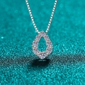 Elegant S925 sterling silver moissanite waterdrop pendant necklace with box chain - 925 Silver / 0.62ct Moissanite
