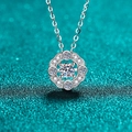 Elegant 925 sterling silver four-prong moissanite necklace with a dancing central stone - 925 Silver / 0.5 Carat Moissanite